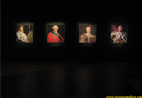 Da esquerda para a direita: Napoleão Bonaparte, Carlos IV, Maria I e George III.