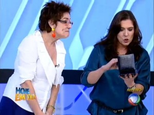 Nina de Pádua em programa da Rede Record, emissora da qual a atriz é contratada.