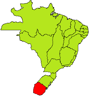 Mapa do Imp&eacute;rio do Brasil com a Cisplatina em vermelho.